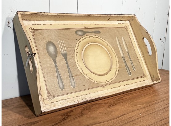 Age Bistro Tray With Painted Table Setting By Soleil De Provence  FL
