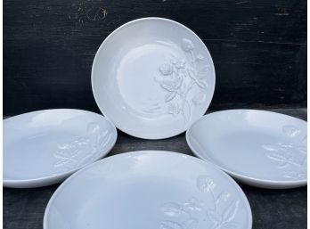 Lot Of 4 - Raised Strawberry, Vine And Leaf Dessert Plates By America Retold