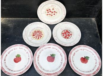 Set Of 7 -   Hand-Painted Dessert Earthenware Plates By Country Corner From Sol