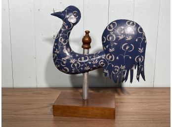 Hand-painted Blue And White Metal Rooster SS