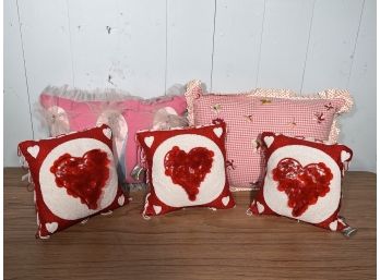 Set Of 5 - Femme Sweet Heart And Pink Pillows FL