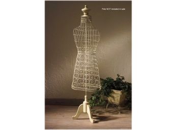 Antique White Wire Dress Form - (center Pole Is Missing)  FL