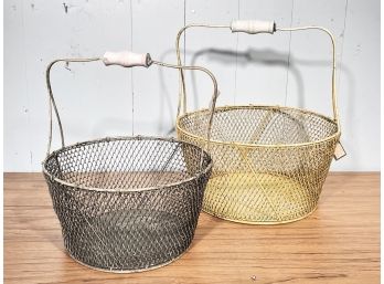 Set Of 2 Wire Baskets With Porcelain Handles FL