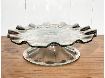 Platinum Ruffle Footed Cake Stand By Annie Glass FL