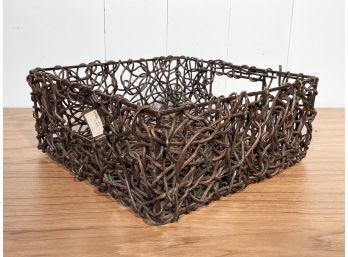 Square Twig Basket With Open Handles FL