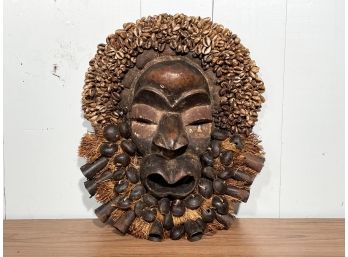 Custom Handmade African Mask With Shells And Found Objects FL