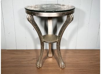 Silver-Leaf Table With Three Curved Legs And Claw Feet FL