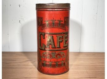 Antique French Cafe Tin With Cover  FL