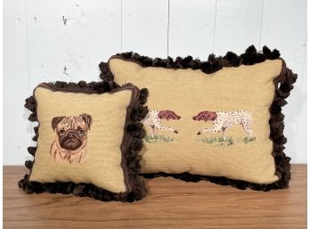 Set Of 2 - German Shorthair Pointer And Fawn Pug Pillows FL