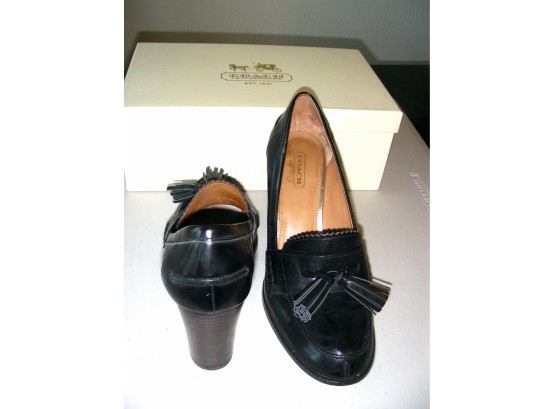 Coach High Heel Shoes With Tassels, Great Bush Leather, Size 9M ,with Box