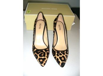 Michael Kors Abbi Flex Pump Printed Hair Calf Leopard High Heel Shoes, Size 8M