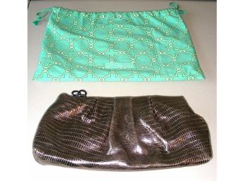 Stella And Dot Metallic Bronze Color Clutch Purse With Cover