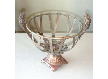 Metal Basket With Bird Handles