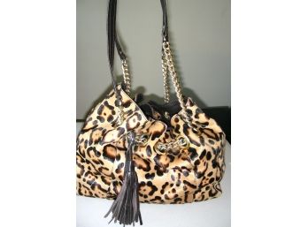 Roberta Gandolfi Leopard Pattern Calf Hair Satchel Handbag And Dust Bag - Like New