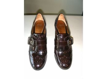 Pair Of Brown Circa Joan And David Shoes With Buckles, Size 8M