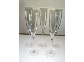 Set Of 5 Glass Champagne Flutes