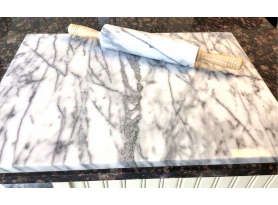 Marble Pastry Board And Rolling Pin