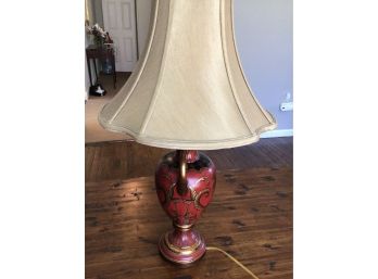 Tole Lamp With Champagne Colored Shade