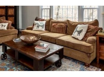 Super Comfy 96' Sofa Couch Golden Brown Chenille