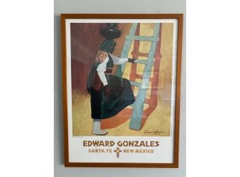 Edward Gonzales Sante Fe Print Framed Signed
