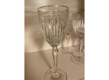 Set Of 5 Wine Glasses With Gold Rims