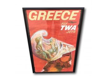 Original 1960's Fly TWA Jets Greece Travel Poster Designed By David Klein Trans World Airlines