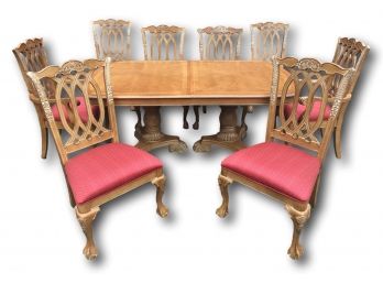 Paid $8,584, Camden Hall By Lexington Double Pedestal Dining Table With 6 Dining Chairs And 2 Captain's Chairs