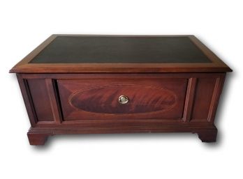 Paid $1,668, Arnold Palmer Collection Home Office Lift Top Coffee Table With Crotch Mahogany And Leather Top