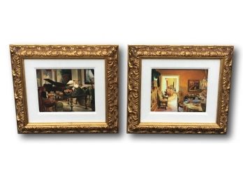 Paid $2,760, Stunning Detailed Oil On Board Paintings Of Interiors By S. H. Lee, Incredible Pieces