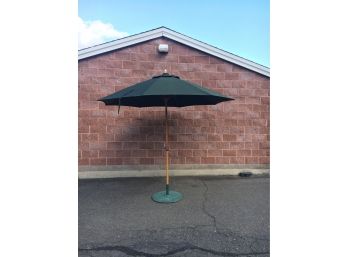 Patio Umbrella With Heavy Cast Iron Base By Brown Jordan, Umbrella Can Even Tilt