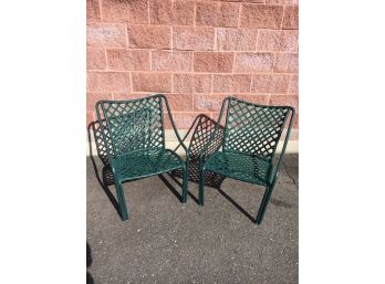 Brown Jordan Mid-Century Tamiami Green Patio Furniture Pair Of Chairs