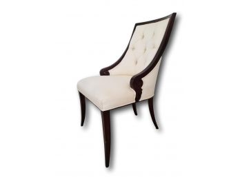 Paid $1,700, Beautiful Accent Chair With Cream Fabric And Dark Wood Frame, Excellent Condition