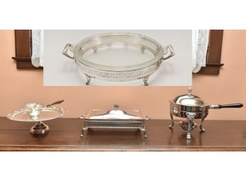 Vintage Silver-plated 5 Piece Covered Chaffing Dish And More Silver Plated Items!