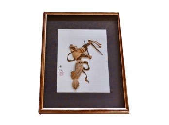 Signed Framed Chinese Wooden Sculpture