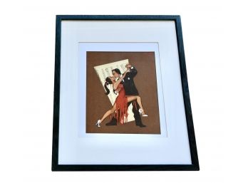 Framed Art Signed Ditto Of Tango Dancers With A Music Sheet And Cork Background