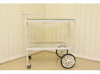 Vintage Wrought Iron Rolling Tea / Bar Cart