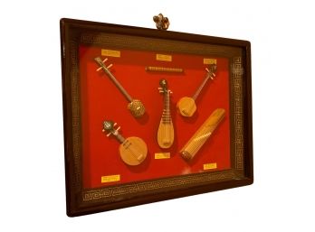 Shadow Box Of Chinese Miniature Musical Instruments Throughout The Dynasties