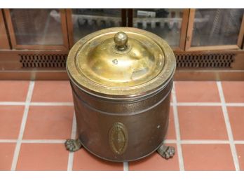 Vintage Brass Covered Footed Fireplace Coal Bucket
