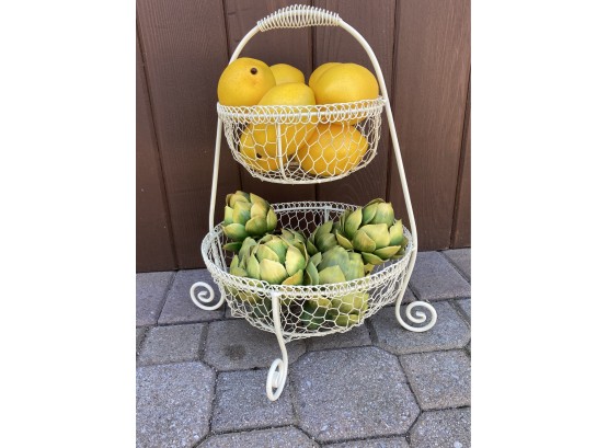 All Metal Fruit Stand For Your Counter All Table Decorative Artichokes And Lemons Included.
