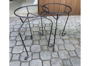 2 Black Iron Metal Plant Stands