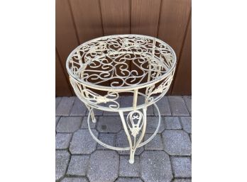 Beautiful Off White  Ornate Metal Plant Stand