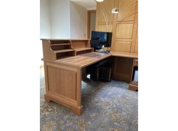 Very Very Nice Custom Made Cherry Wood Desk 2 Pieces Shaped In An 'L'