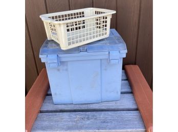 Odd Lot Rectangular Basket And Plastic Carry File Container Made By Rubbermaid