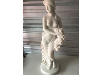 41LB ,  31T, Girle With Flowers Marble Statue