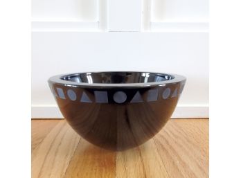 Sasaki Etched Black Glass Decorative Bowl