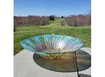Painted Opalescent Glass Bowl