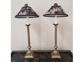 Pair Of Column Style Lamps