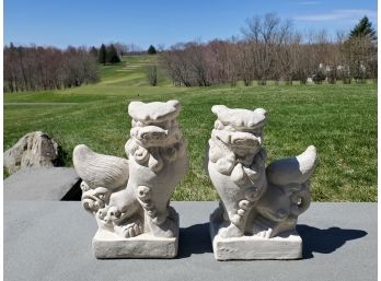 Pair Of Cast Stone Foo Dogs
