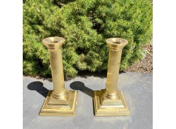 Smithsonian Institution Brass Column Candlesticks - 10' Tall