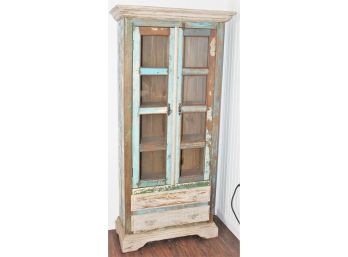 Vintage Curio Cabinet Made In Tiradentes, Minas Gerais Brazil Constructed From Antique Coffee Farm Barn Wood